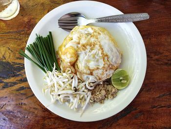 High angle view of food in plate