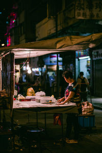 People at restaurant at night