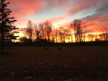 Scenic view of landscape against sky at sunset