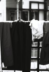 Clothes drying on clothesline at store