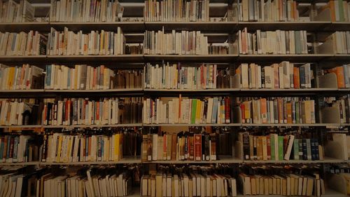 Full frame shot of bookshelves in library