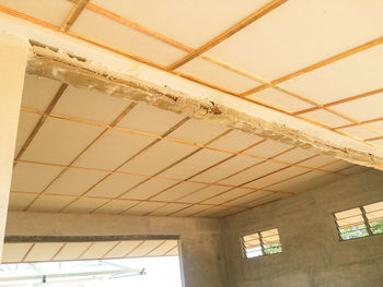 Low angle view of skylight in building