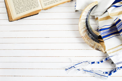 High angle view of pen on table