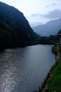 Scenic view of lake against sky