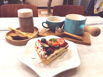 Breakfast served on table