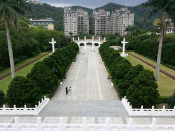 High angle view of buildings in city