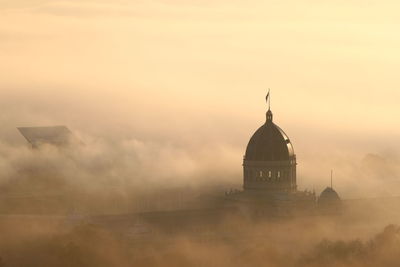 Royal exhibition building during foggy weather