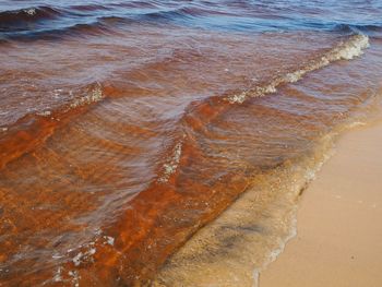 High angle view of surf on beach