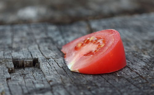 Close-up of strawberry on table