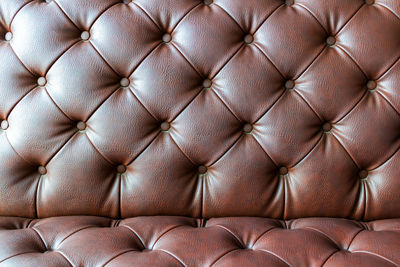 Full frame shot of brown sofa