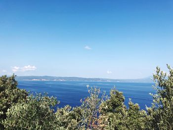 Scenic view of sea against blue sky