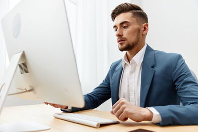 Businessman working at office