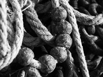 Full frame shot of rope tied to metal