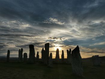 Sunset over standing stones of callanish