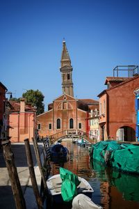 Panoramic view of buildings against clear sky