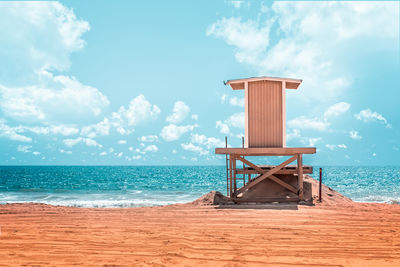 Lifeguard tower on the beach of long beach, california