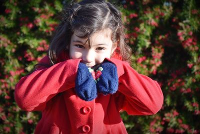 Portrait of cute girl outdoors