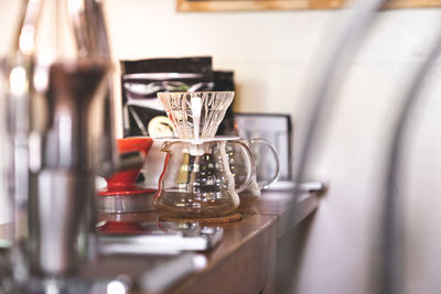 Close-up of coffee cup on table