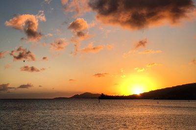 Scenic view of sea at sunset