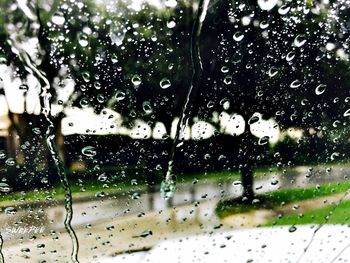 Close-up of water drops on glass