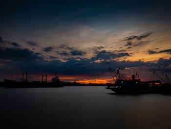 Take a photo on twilight time at harbor of samut sakhon province thailand.