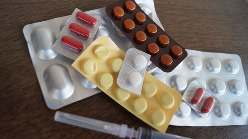 High angle view of food on table