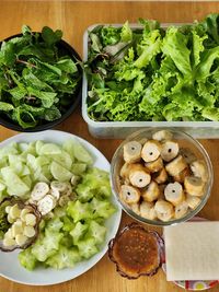 High angle view of food on table