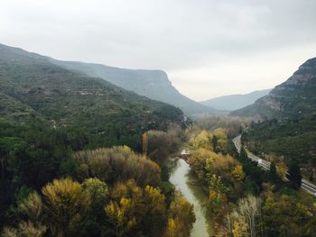 Scenic view of mountains against sky