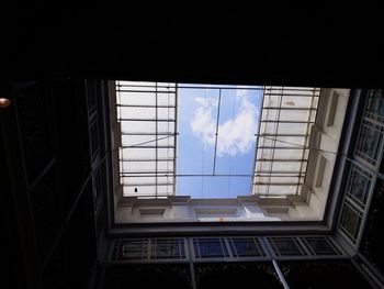 Low angle view of skylight in building