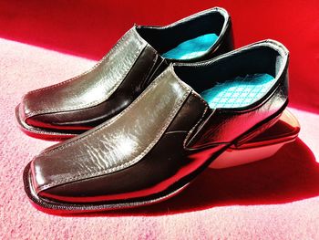 High angle view of shoes