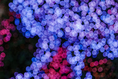 Defocused image of illuminated lights at night