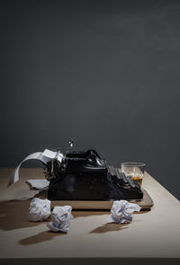 Close-up of typewriter on table