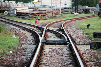 Railroad tracks by train