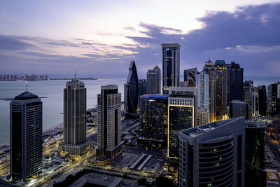 Skyscrapers in city against sky