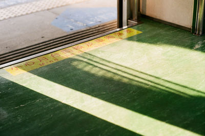 High angle view of railroad station platform