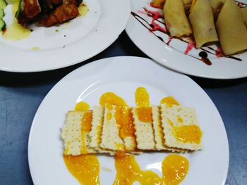 Directly above shot of breakfast served in plate