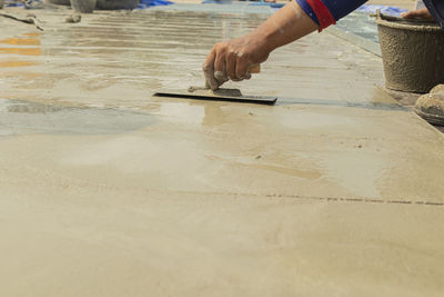 Person working on table