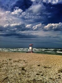Scenic view of sea against cloudy sky
