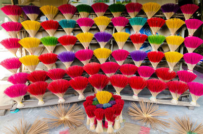 High angle view of various flowers