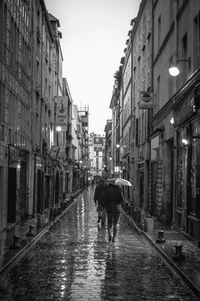 People walking on city street