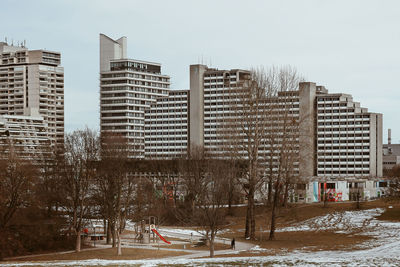 View of buildings in city against sky