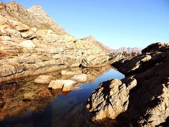 Scenic view of mountains against clear sky