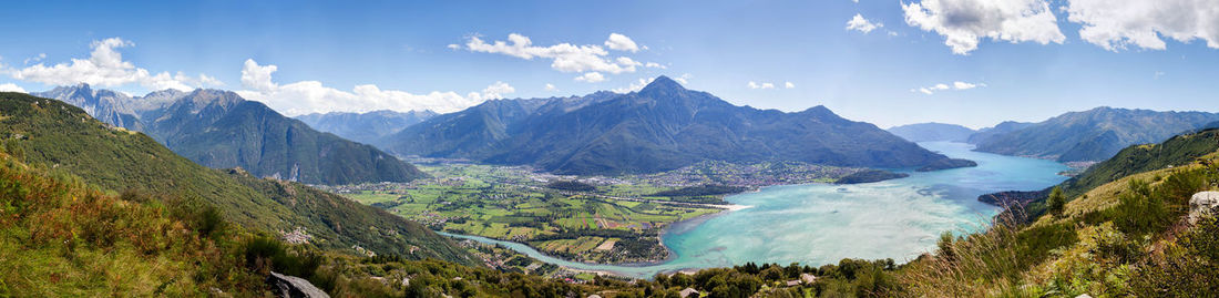 Panoramic view of landscape and mountains against sky