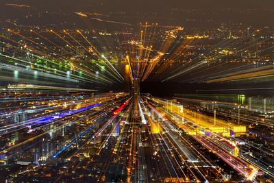 Illuminated city at night