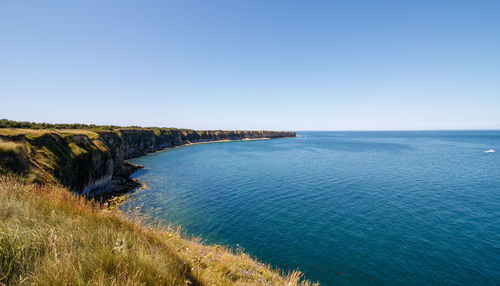 Scenic view of sea against clear sky