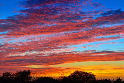 Low angle view of dramatic sky during sunset
