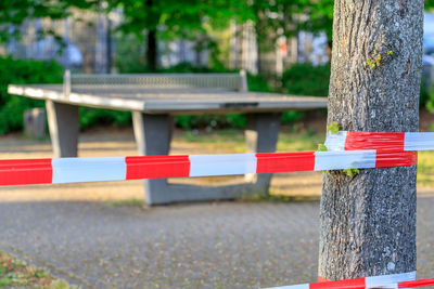 Empty bench in park