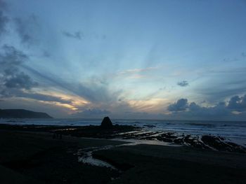 Scenic view of sea at sunset