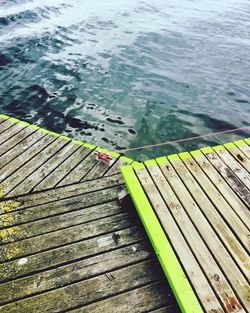 High angle view of pier over water