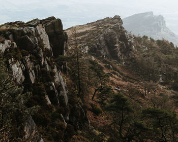 Rock formations on landscape against sky